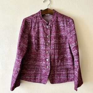 Vintage Christopher & Banks purple mandarin collar brocade jacket
